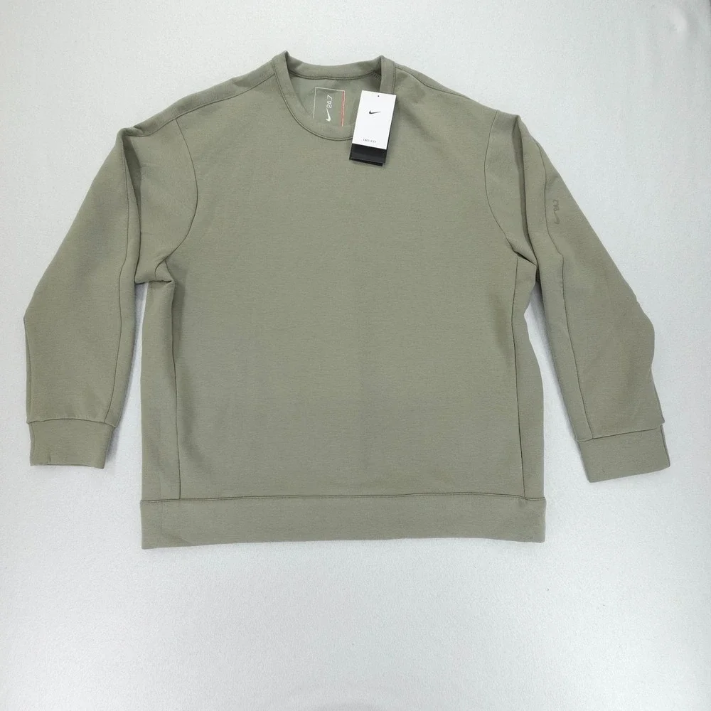 Nike Crewneck Sweatshirt Mens L Light Army/Green 24.7 ImpossiblySoft Dri-Fit NWT